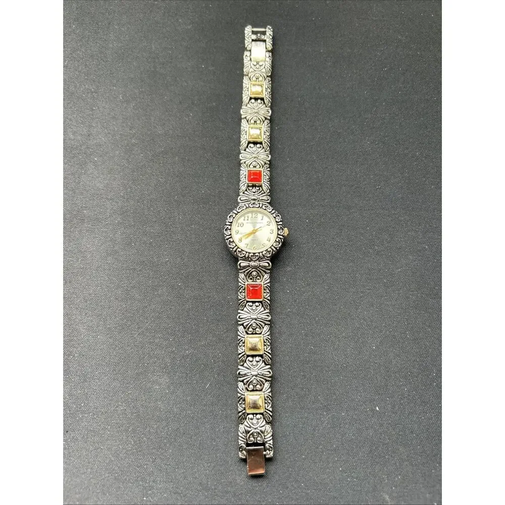 No Boundaries Red Rhinestones Silver Tone Women’s Quartz Watch